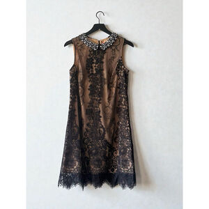 Betsey Johnson Lace Illusion Dress Pearl Collar Date Night Size 6